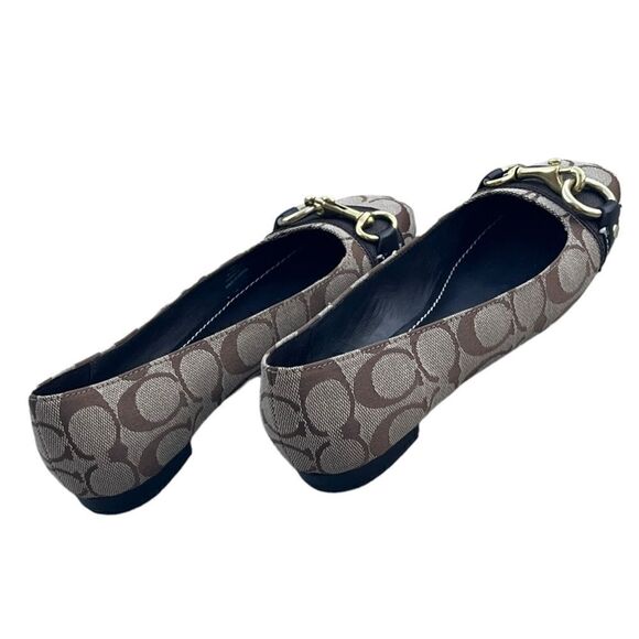 Brown Coach Logo Round Toe Ballet Flat w/Gold Fittings Like New Size 6B - Picture 10 of 12